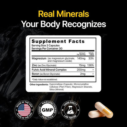 Menerals Mens Multivitamin, Trace Mineral Supplement with Fulvic Acid 60Ct